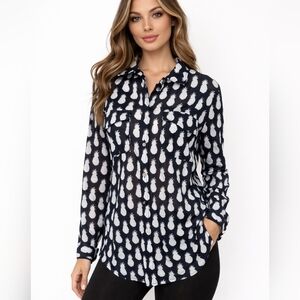 Talbot NWT Navy Pineapple Print Women's Top